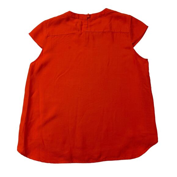 J. Crew Women's Size 14 Drapey Oxford Crepe Blouse Orange Cap Sleeve Style B8702 - Picture 12 of 16